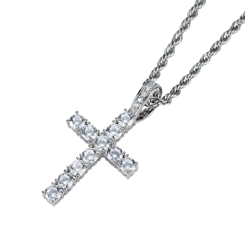 Unisex Versatile Zircon-Copper Cross Pendent - Trendy Accessory Neckwear