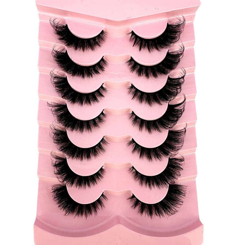 NEW 7pairs ic 3D Volume Cat Eye Faux Mink Lash Natural Wispy Russian Strip Lashes Makeup Dramatic False Eyelashes X250723