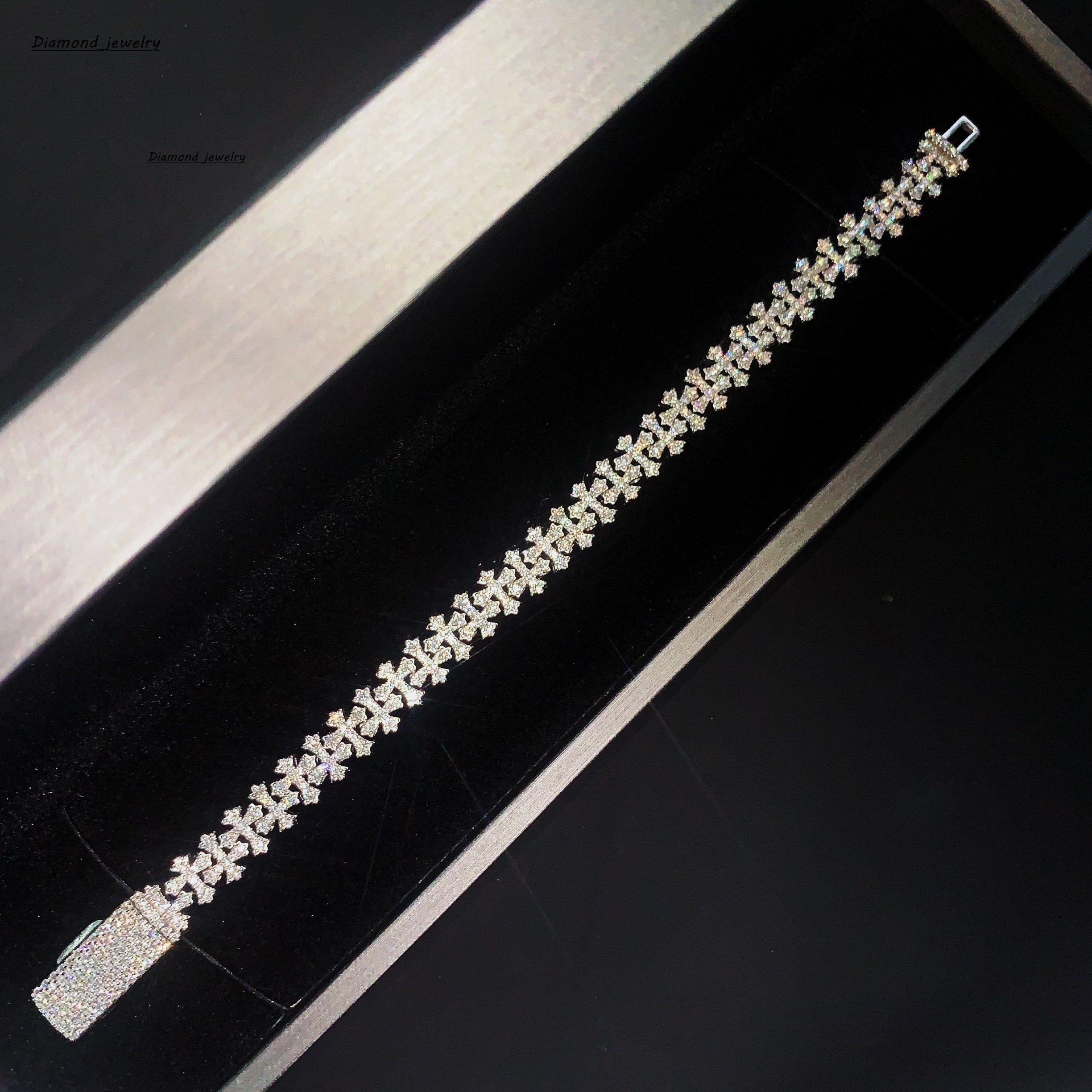 New Ready Stocks 8.5mm Cross Bracelet VVS Moissanite Cuban Link Chain Rappe Hip Hop Necklace Rock Religious Jewelry
