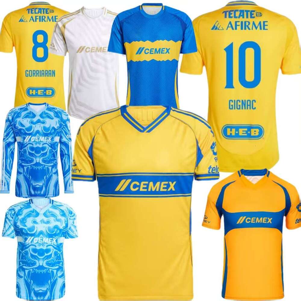Soccer jerseys 24 25 26 Tigres UANL sFans Player Version S.CORDOVA LIGA MX GIGNAC 2024 2025 2026 NAHUEL OZZIEL FLORES Men Uniforms kids kits sets football jersey