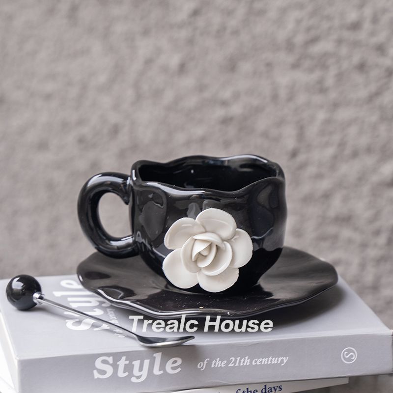 Designer Coffee Cup Camellia Bone China Luxury Mug Set Elegant Coffee Cups Pair Premium Ceramic Tea Cups Tea Coffee Mugs and Saucers Gift Sets Drinkwa