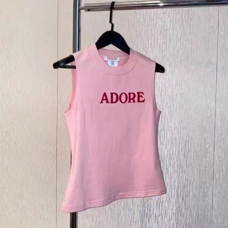 Jadore Shirt Designer Luxury Tee Summer Women's Tank Top Round Neck Sleeveless Fashion Versatile Cotton Women's T-Shirt Vintage Band T-Shirt