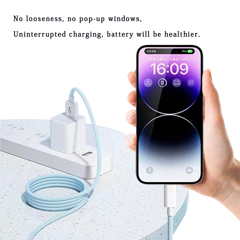 Nylon Braided Durable Type C to USB-C Charging Cable with Power Delivery Data Transfer