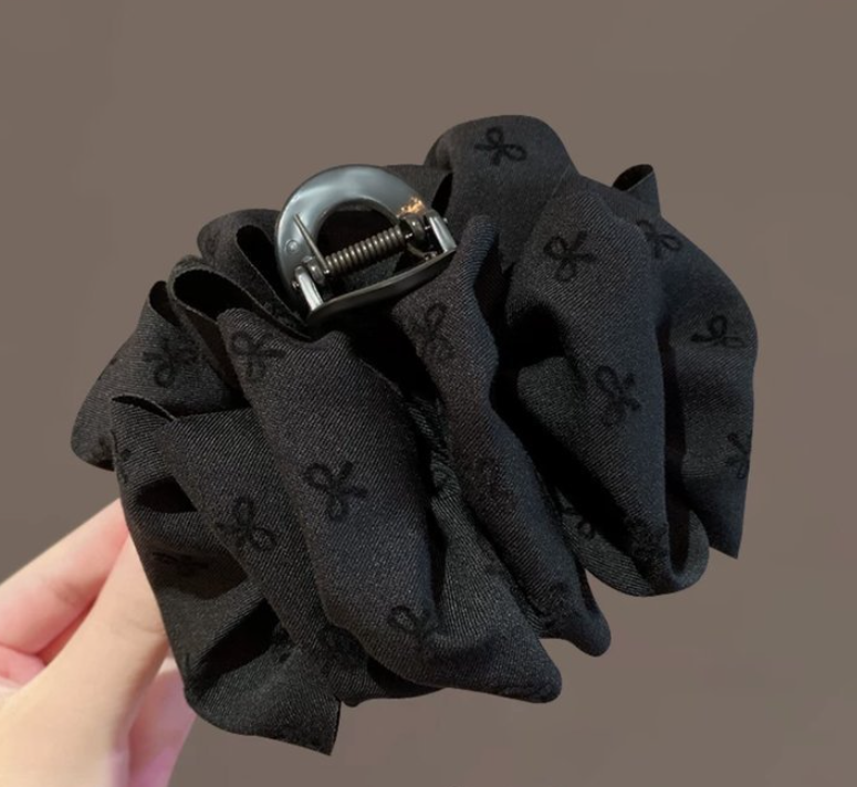 High-end black bubble bow hair clip grabber large plate braid shark clip hair accessory