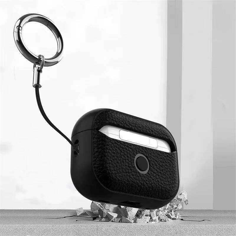 leather texture case for apple 1 2 3 4 pro air pods wrieless bluetooth earphone protective cover antilost headphone bag