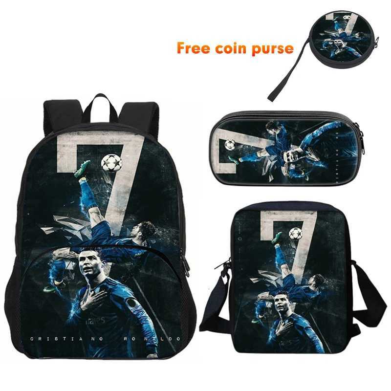 Ronaldo 3Pcs set Backpack Sport Shoulder Bag Pencil Case CR Backpack Football Star Book Bags for Boys Girls Best Gift S250723