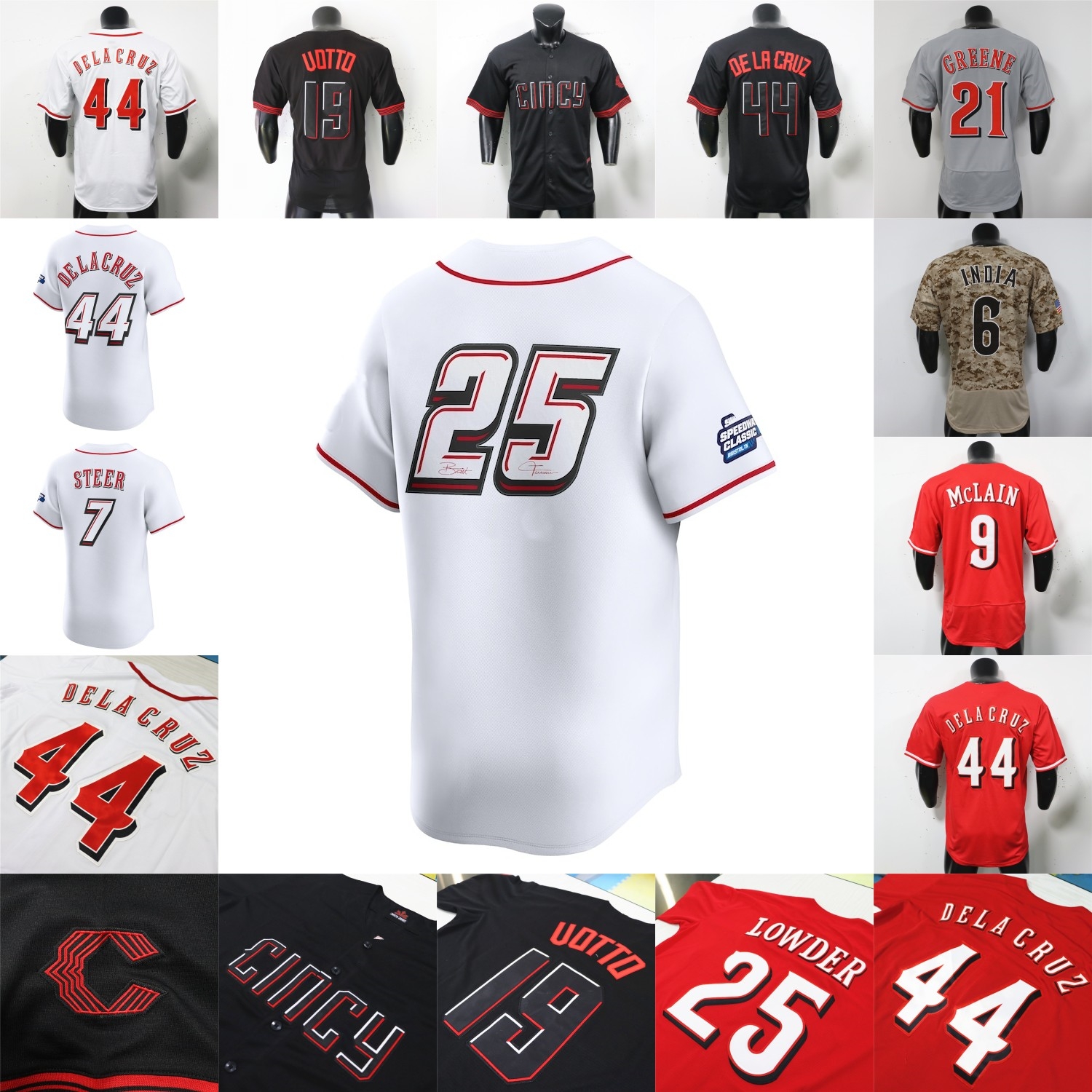 2025 Jersey Elly De La Cruz Matt McLain Hunter Greene Jonathan India Spencer Steer Marte Barrero Joey Votto Martini Griffey Benson Arroyo Rece Hinds Youth