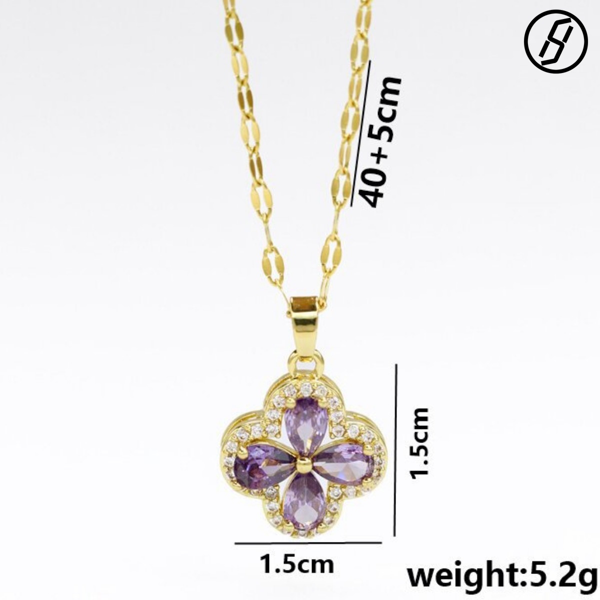 Micro-inlaid Zircon Violet Four-leaf Clover Necklace Accessories Titanium Steel for Women Light Luxury Versatile Clavicle Chain Designer Necklace