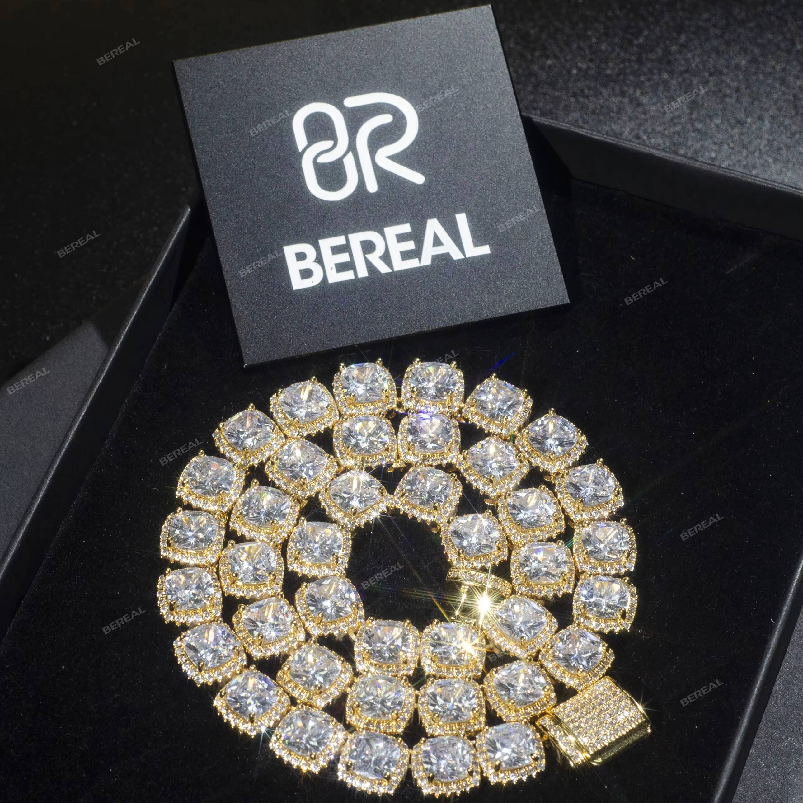 Gra Certified Cluster Moissanite Tennis Necklace Hot Selling Yellow Gold 925 Sterling Silver Diamond Tennis Chain Jewelry