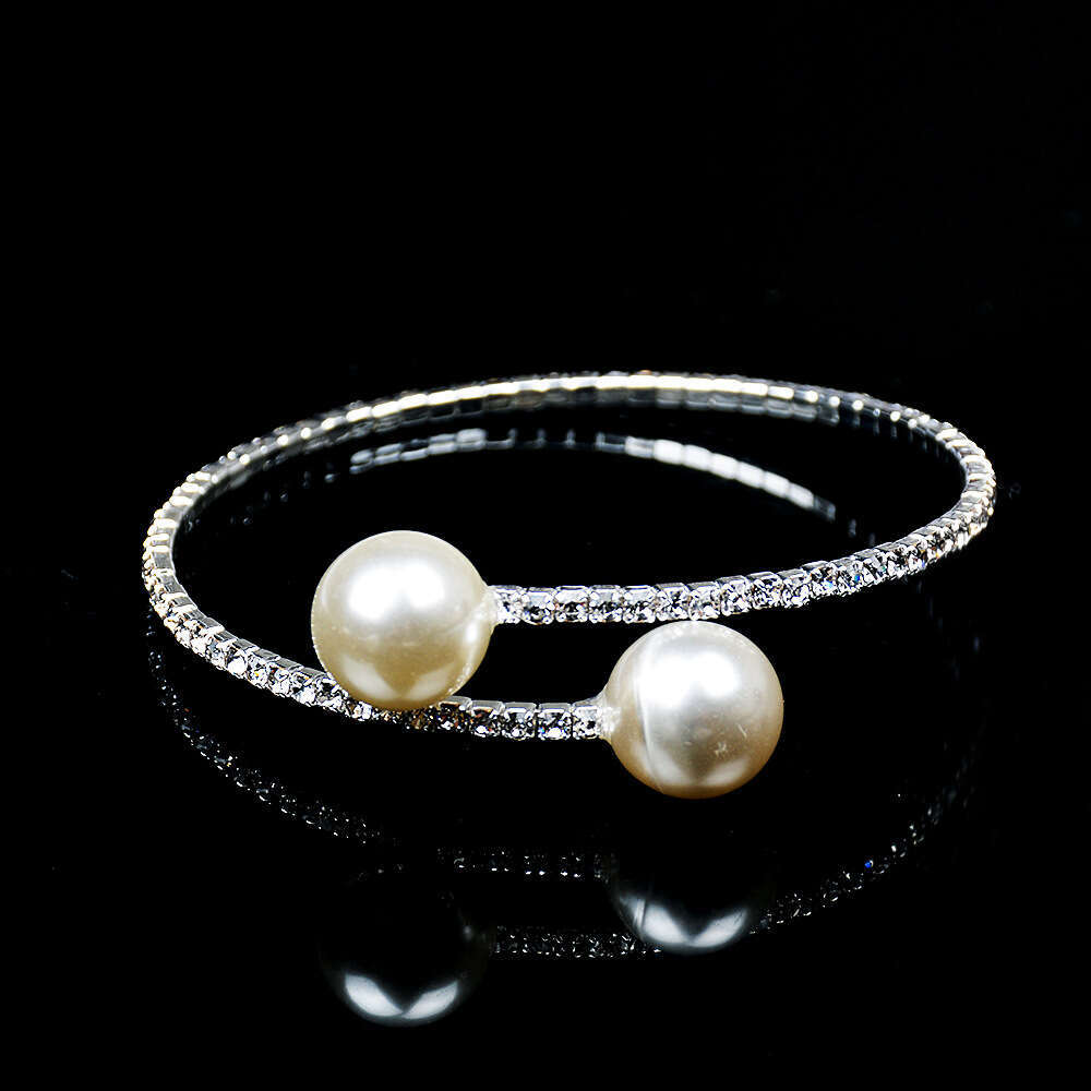 Trendy Student Jewelry Women's Daily Wear Pearl Bracelet Personalized Open Bangle