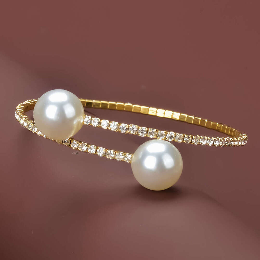 Trendy Student Jewelry Women's Daily Wear Pearl Bracelet Personalized Open Bangle