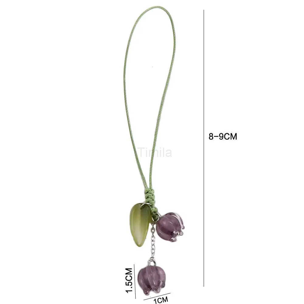 ute Tulip Flowers Strap Lanyards Charms For Mobile Phone Case Keychain Car Key Chains Headset Cover Hang U250723