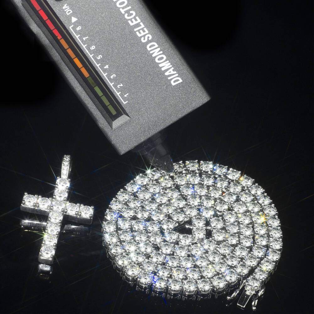 Fast Delivery Vvs Moissanite Tennis Chain Necklace Hip Hop Style Round Brilliant Cut Diamond 925 Silver Necklace Fine Jewelry