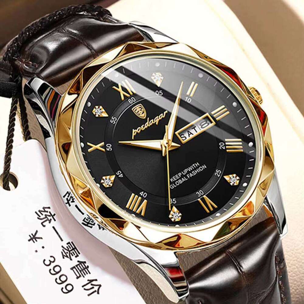 DHwatches POEDAGAR Popular Brand Leather Band Men Watches Waterproof Luminous Business Quartz Watch