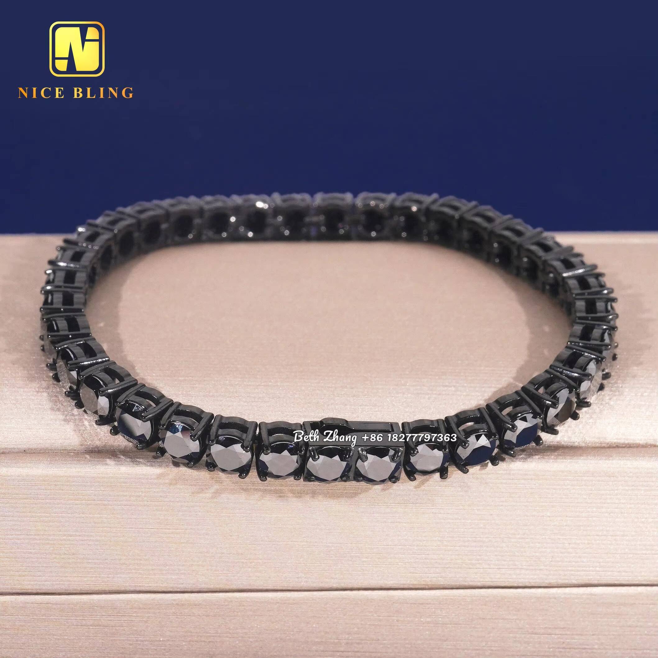 Fashion Jewelry Moissanite Tennis Chains Hip Hop Necklace 4MM 5MM Black Moissanite Waterproof Stainless Steel Necklace Bracelet