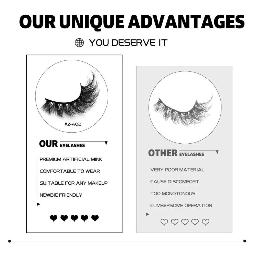 GROINNEYA 3D Mink Cat Eyelashes Fluffy Wispy Volume Natural Feathery Effect Lightweight Flexible Band Fake Lashes X250723