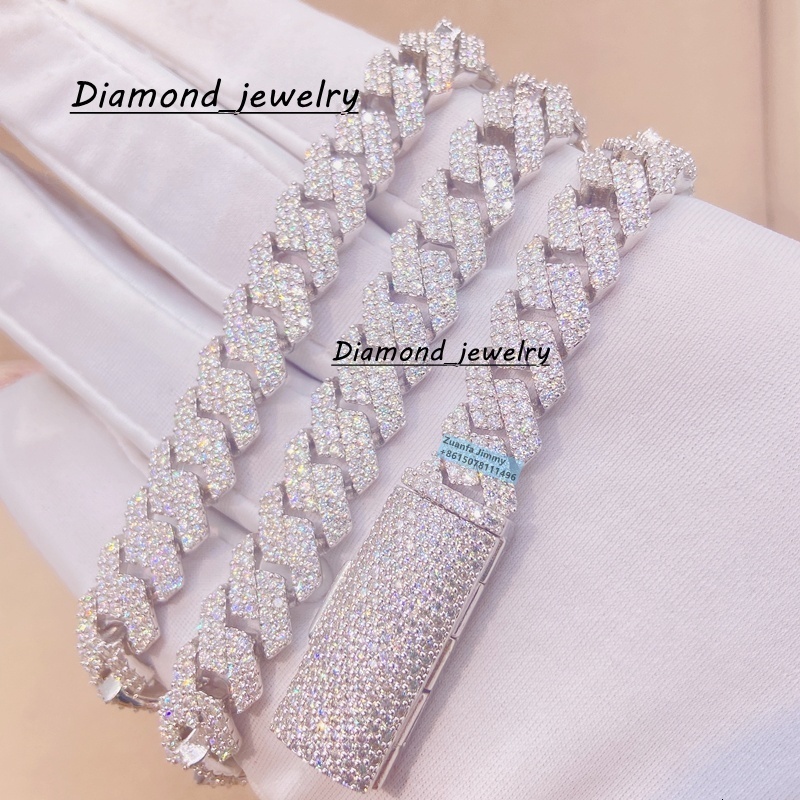 GRA Certificates Pass Diamond Tester 8mm Two Row Pass Diamond Tester Iced Out Hip Hop VVS1 Moissanite Cuban Link Chain Bracelet