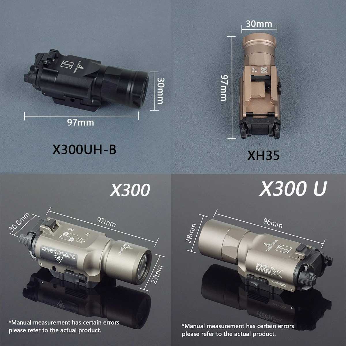 Tactical Surefire X300 Ultra X300U X300V XH35 Metal Pistol Gun Strobe LED Light Fit 20mm Rail Airsoft Glock 17 19 Weapon Lights W250722