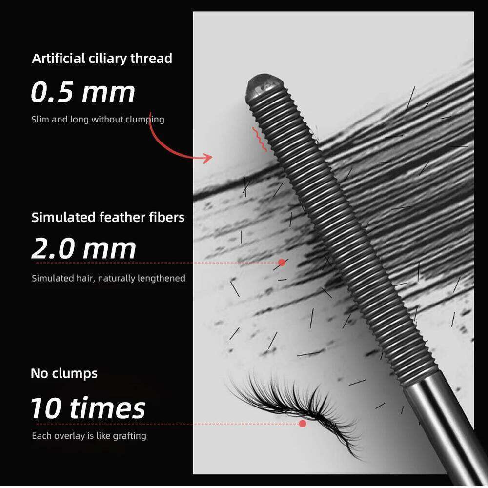 Metal Iron Lashes Waterproof Silk Fiber Mascara Black Long Curling Eyelash Extensions Non-clumping Eyes Makeup Cosmetics X250722