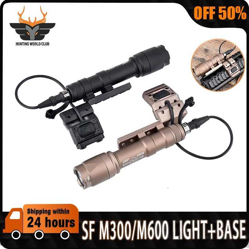 Tactical Surefire M300 M600 Flashlight LED Hunting Scout Light 45 Offset Base With ModButton Switch Airsoft Weapon Accessories W250722