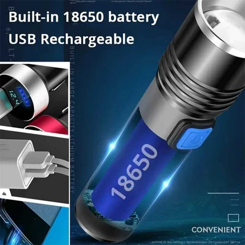395nm UV Flashlight Blacklight Zoomable USB Rechargeable UV Light Ultraviolet Flashlight for Pet Urine Detector Resin Curing Z250722