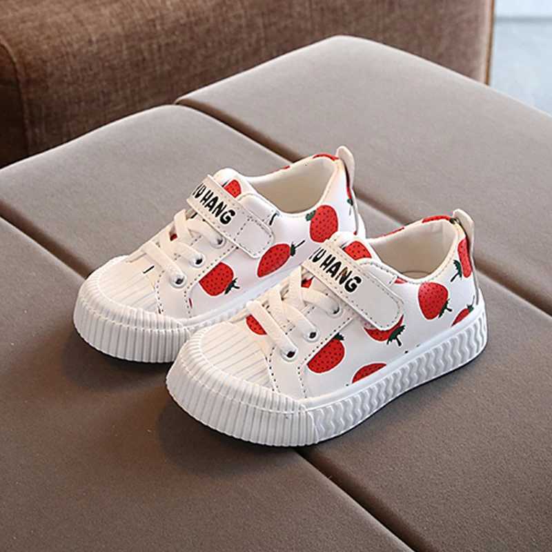 Hot Sale Pineapple Strawberry Spring and Autumn New Soft Bottom Girls Children Students Casual Non-Slip PU Leather Sports Shoes C260130