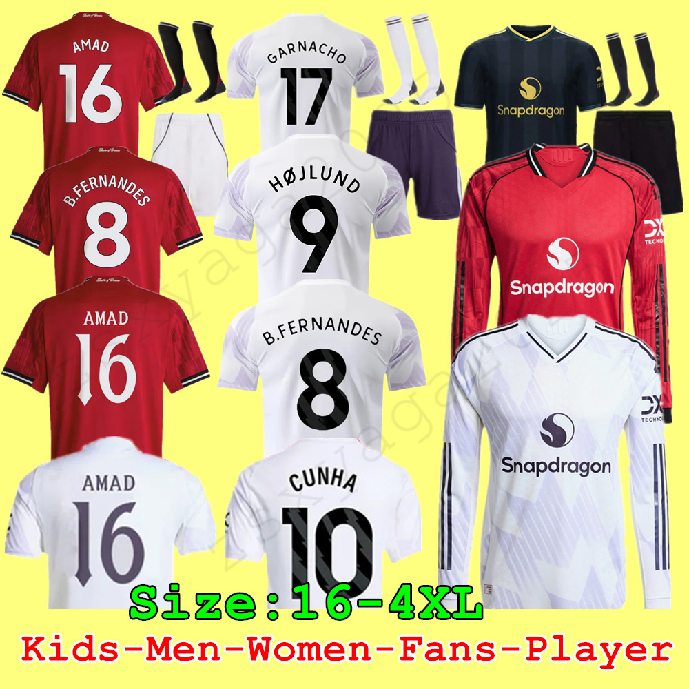 25 26 CUNHA Soccer Jerseys AMAD MAINOO GARNACHO MOUNT HOJLUND B.FERNANDES Football shirts Women Men Kids kit CASEMIRO DE LIGT Home Away 3rd Long Sleeve jersey 3XL 4XL