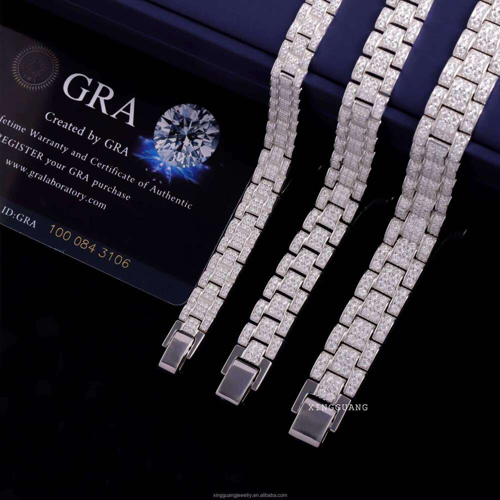 New Arrival Bracelets 8mm 10mm 12mm S Sier Ice Out Bling Moissanite Dia White Gold Plated Cuban Men Bracelet