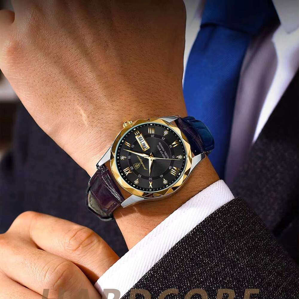 DHwatches POEDAGAR Popular Brand Leather Band Men Watches Waterproof Luminous Business Quartz Watch