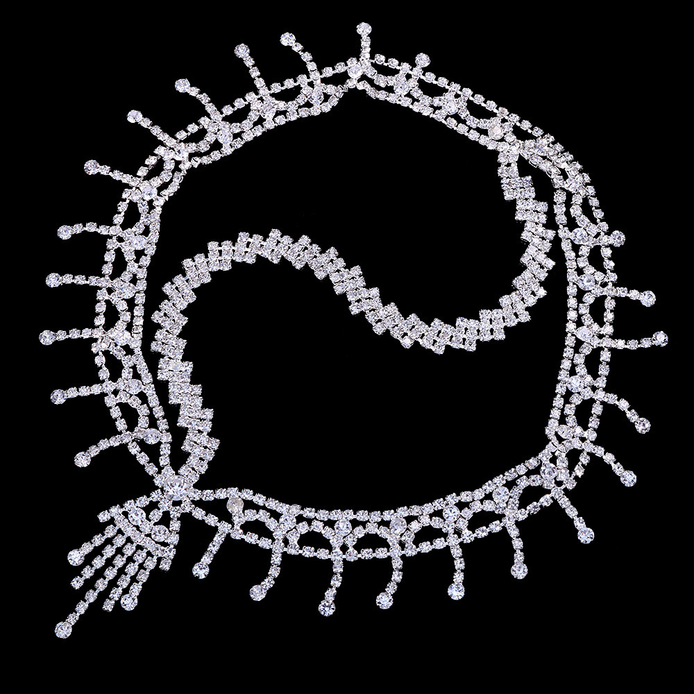 Rhombus Tassel Headpiece Hollow Out Pendant VVS Moissanite Studded Forehead Chain Bridal Hair Accessory Headdress