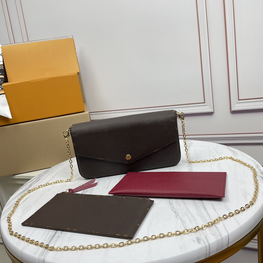 brown Top-Quality Classic Women's Chain Wallet Designer shoulder crossbody bags luxury purse wallet small luxurys purses shoulder bags 0013