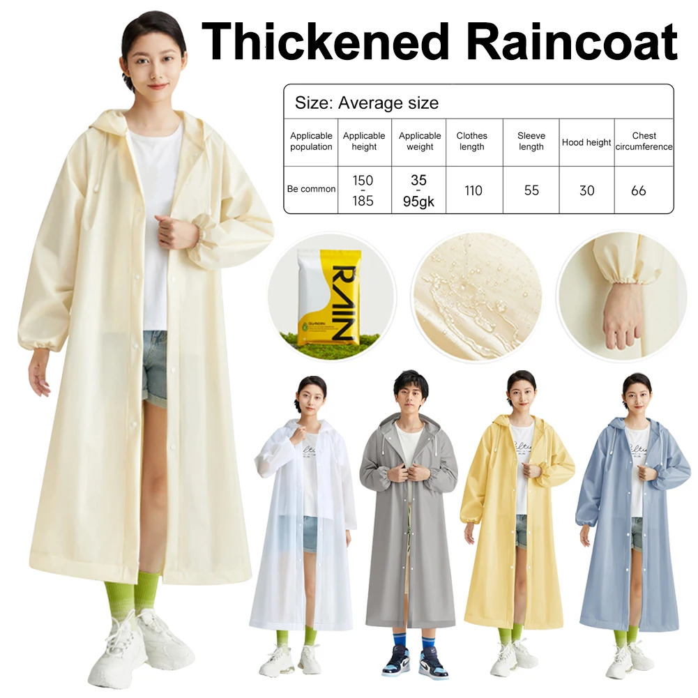 Adult Raincoat Hooded One-piece Long Raincoat Reusable Poncho Outdoor Rainwear For Women And Men Transparent Waterproof Poncho 250408