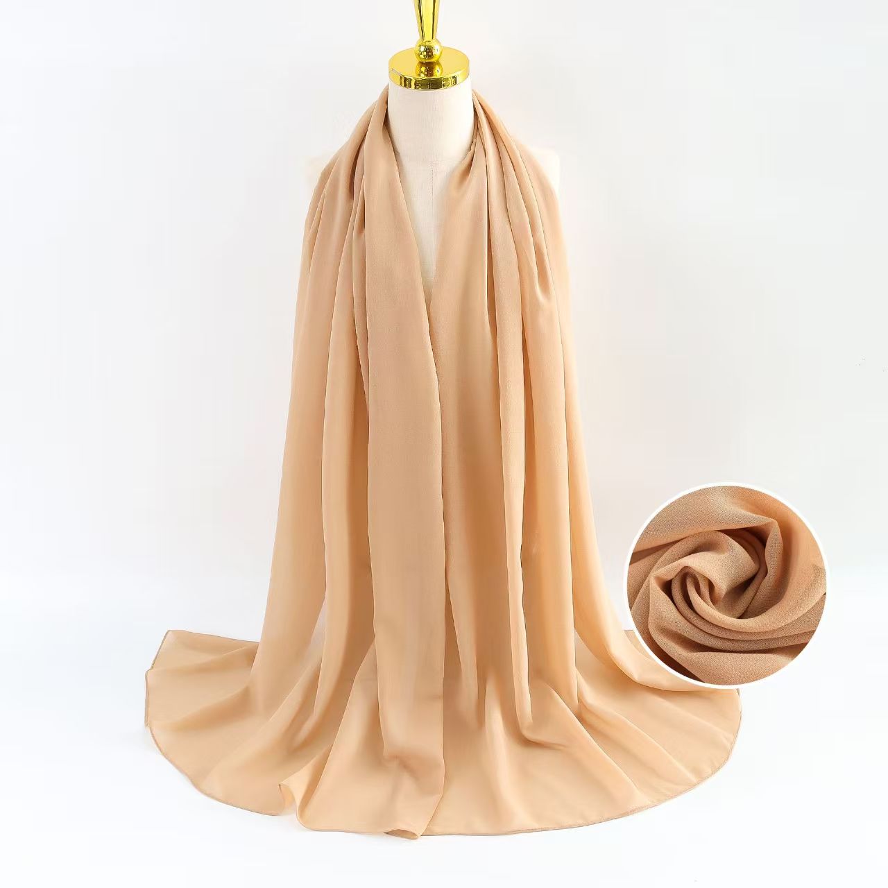 T1291 Pearl Chiffon Scarf Women's Solid Color Bubble Scarf All-match Head Scarf Malaysian Silk Scarf