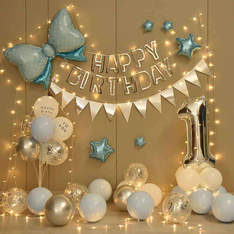 Baby's First Birthday Background Wall Decoration Set Balloon Package Boy Girl Party Scene Setup