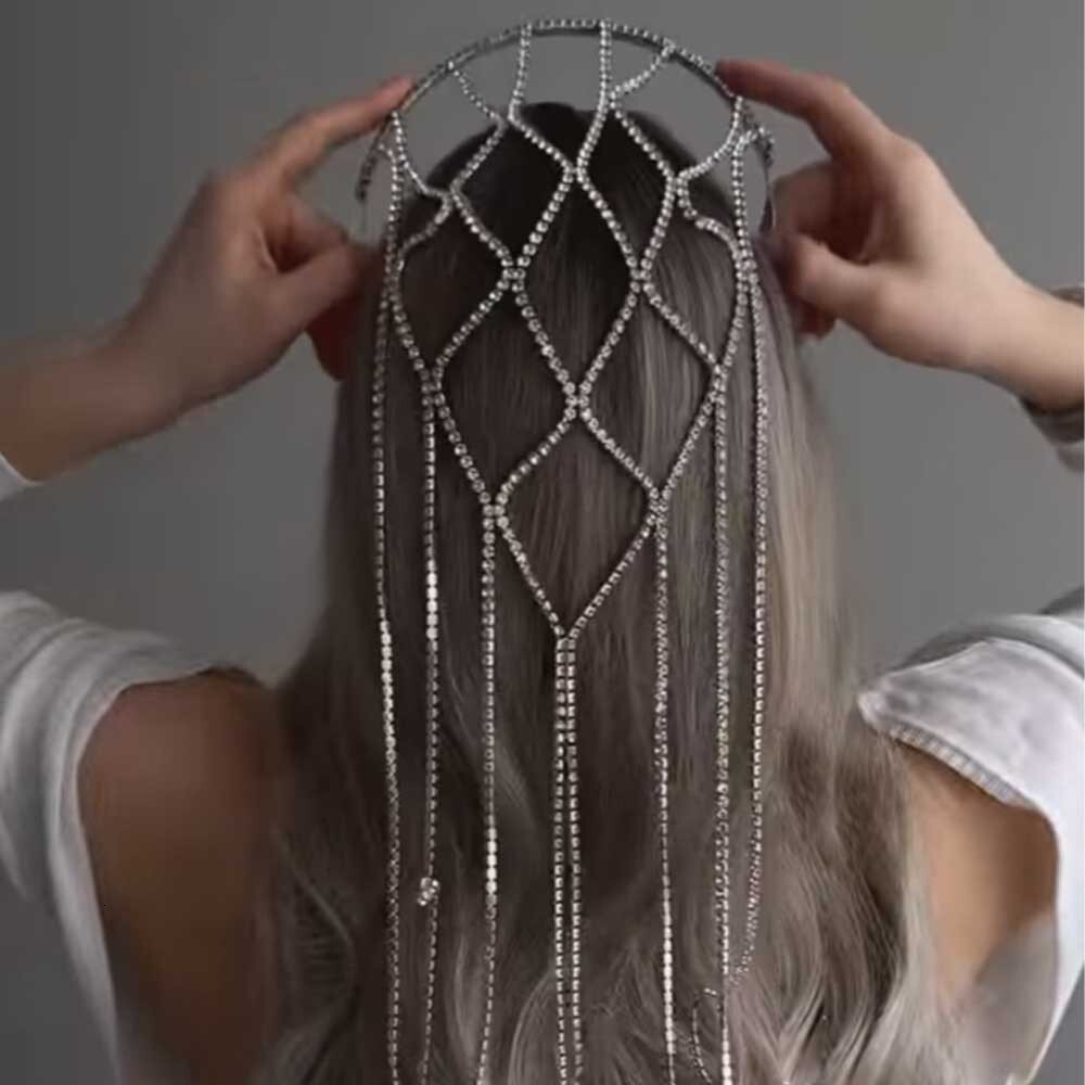 Hot Selling High Quality Mesh Tassel Headpiece Bridal Accessory Versatile Multi layer Hair Accessory Chain Hip Hop