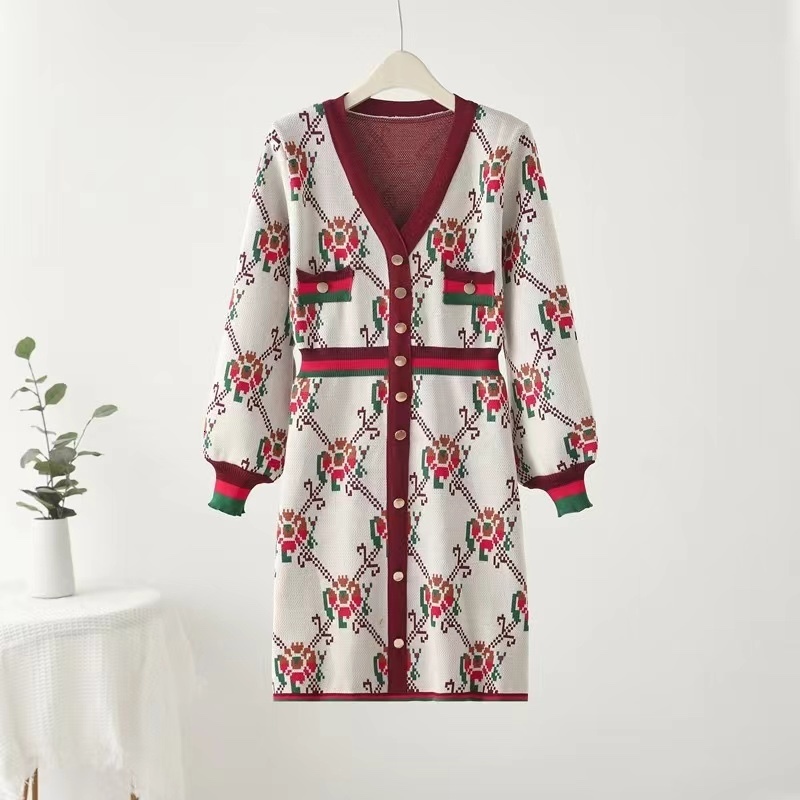 Spring Socialite Collar Hong Kong Style Dress Petite French Elegant Knitted Dress 250723