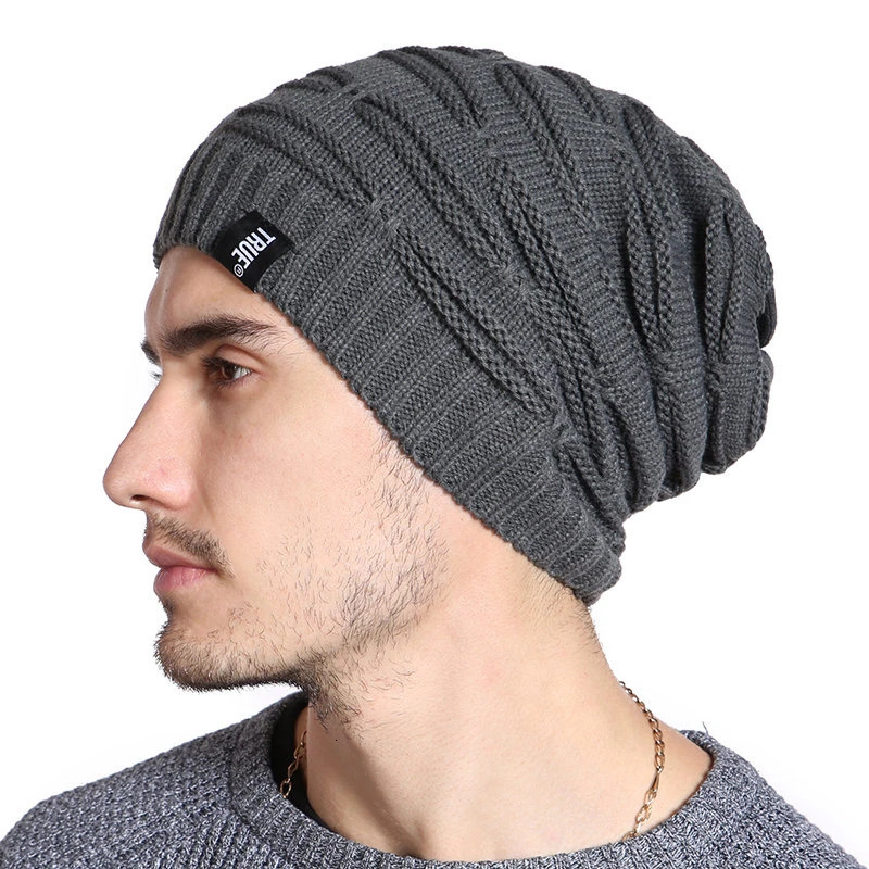 Letter Label Winter Hat Long Size Knitted Cap High Quality Casual Beanies For Men Women Solid Bonnet Cap 250722