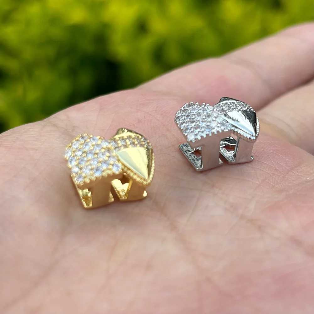 RACHELZ Hip Hop Double CZ Stone Teeth Grillz Fangs Fashion Micro-Paved Zircon Tooth Caps For Women Men Jewelry Dental Grills XJ250722