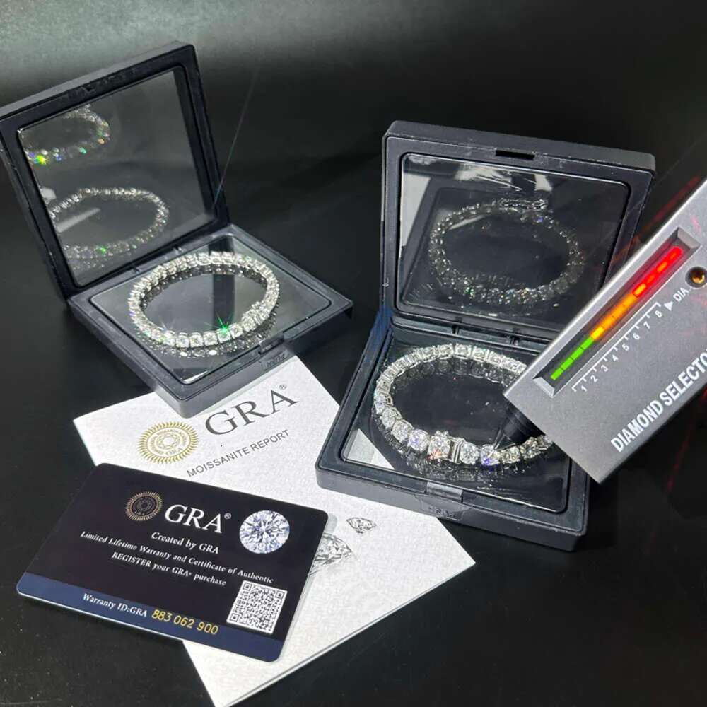 designer bracelet cuban link hip hop style gems chain unisex sterling sier iced out moissanite dia tennis bracelets necklace jewelry