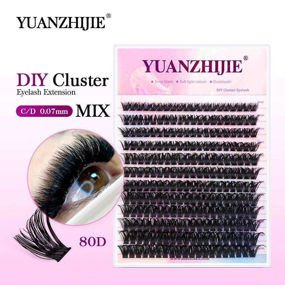 YUANZHIJIE Segmented False Extension C/D Curl DIY Natural Individual Lashes Makeup Tools Soft 0.07mm 8-16mm&Mix Eyelash X250723
