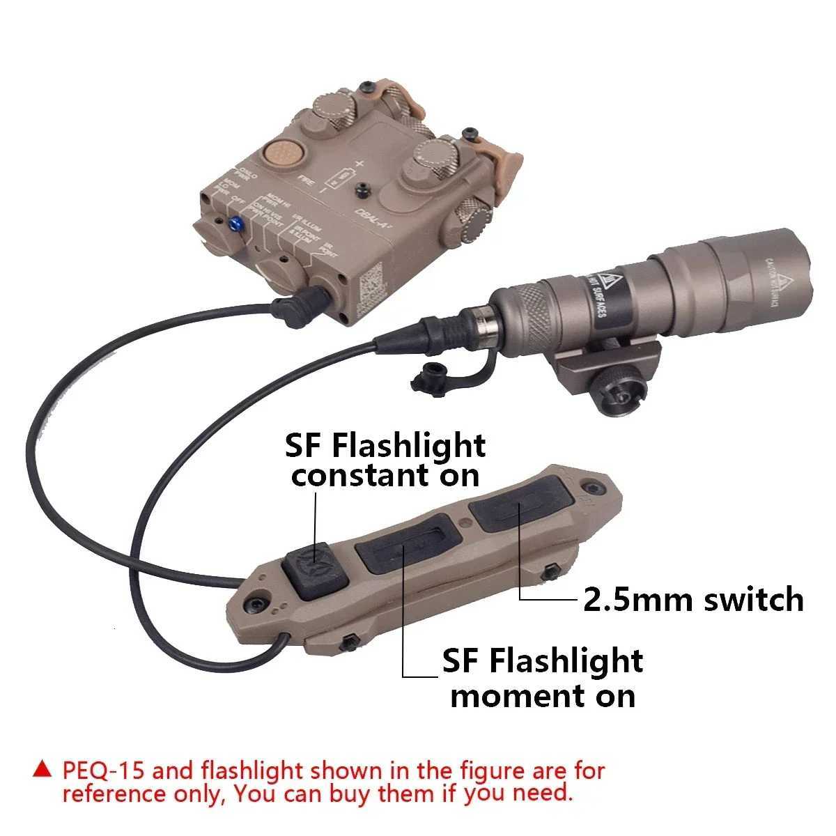 Tactical Surefire M300 M600 Flashlight Pressure Remote Dual Function Switch for Mlok 20mm Rail DBAL A2 PEQ 15 Weapon Scout Light W250722