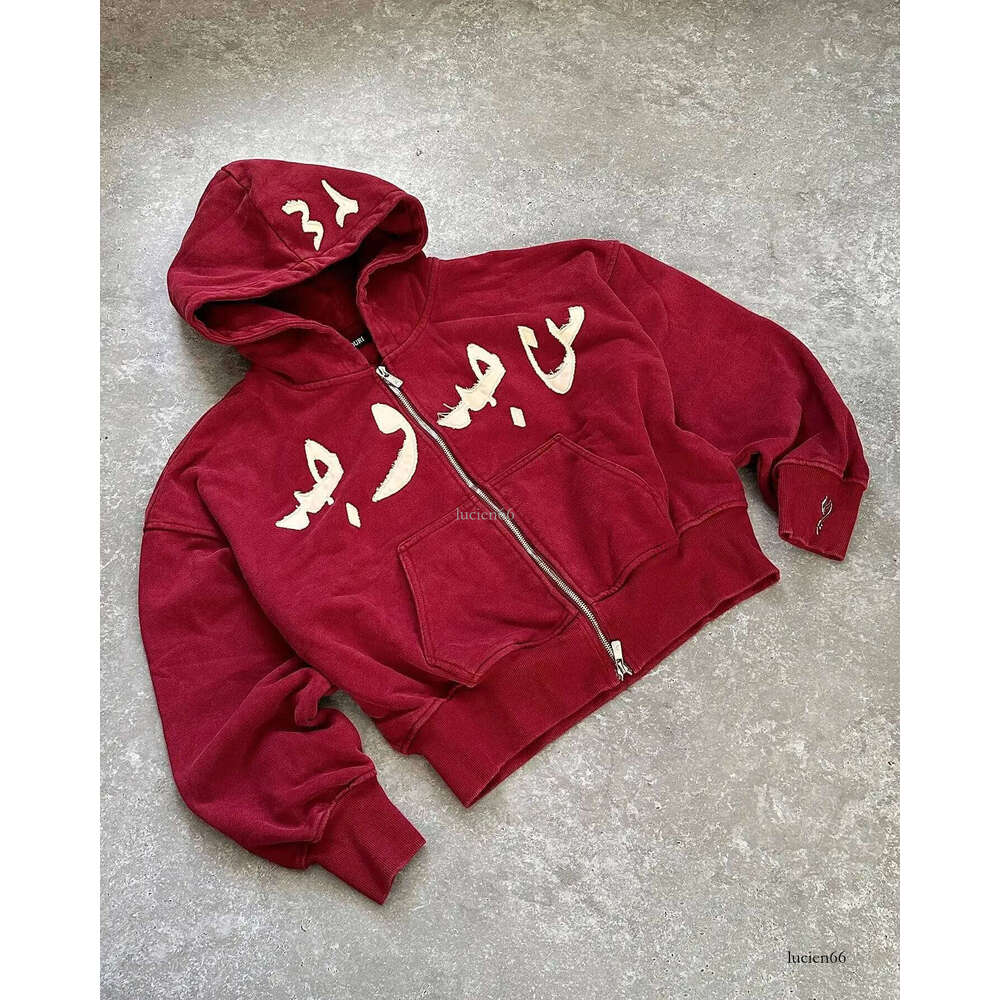 American Retro Autumn Letter Graphic Embroidered Hoodie Men Jacket Loose Oversize Harajuku Women Sweatshirt Couple Clothing 250109
