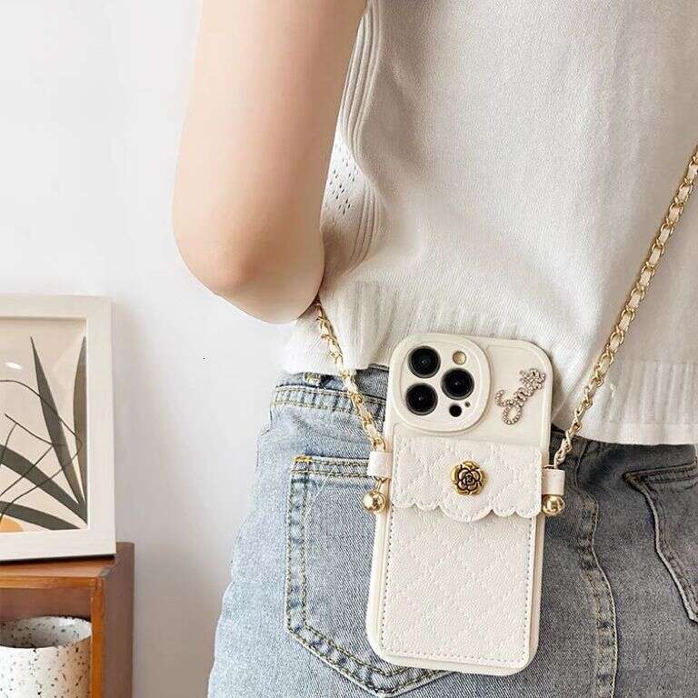 16 Quilted Small Fragrance Camellia Card Holder Compatible with iPhone 15 Pro Max Apple 13 Phone Case 11 Crossbody 14