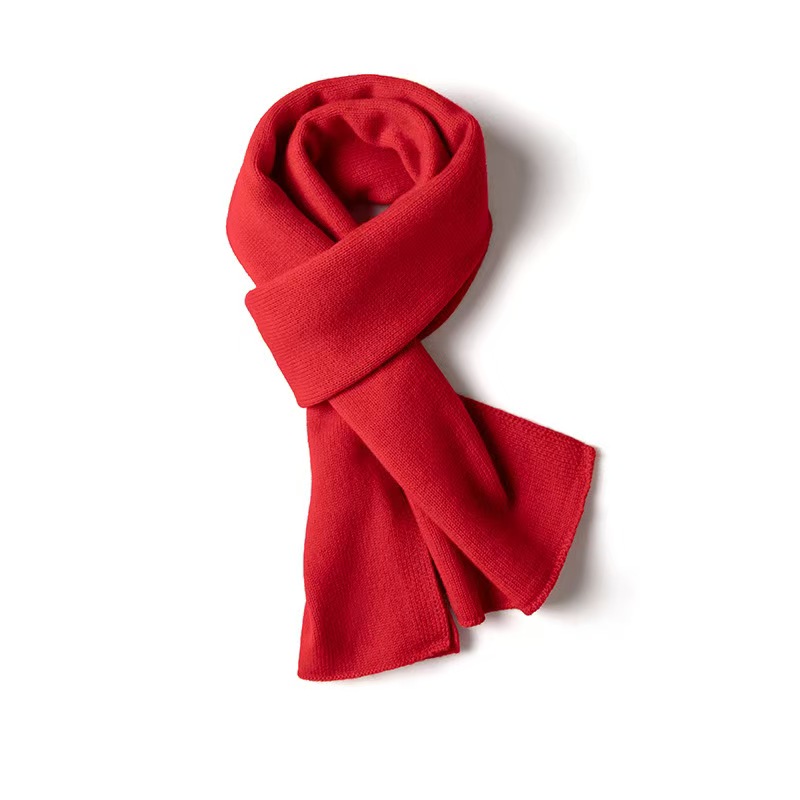 K1443 Cashmere Neck Scarf Men's Long Autumn and Winter New Style Pure Color Knitted Thick Warm Wool Neck Scarf Wholesale