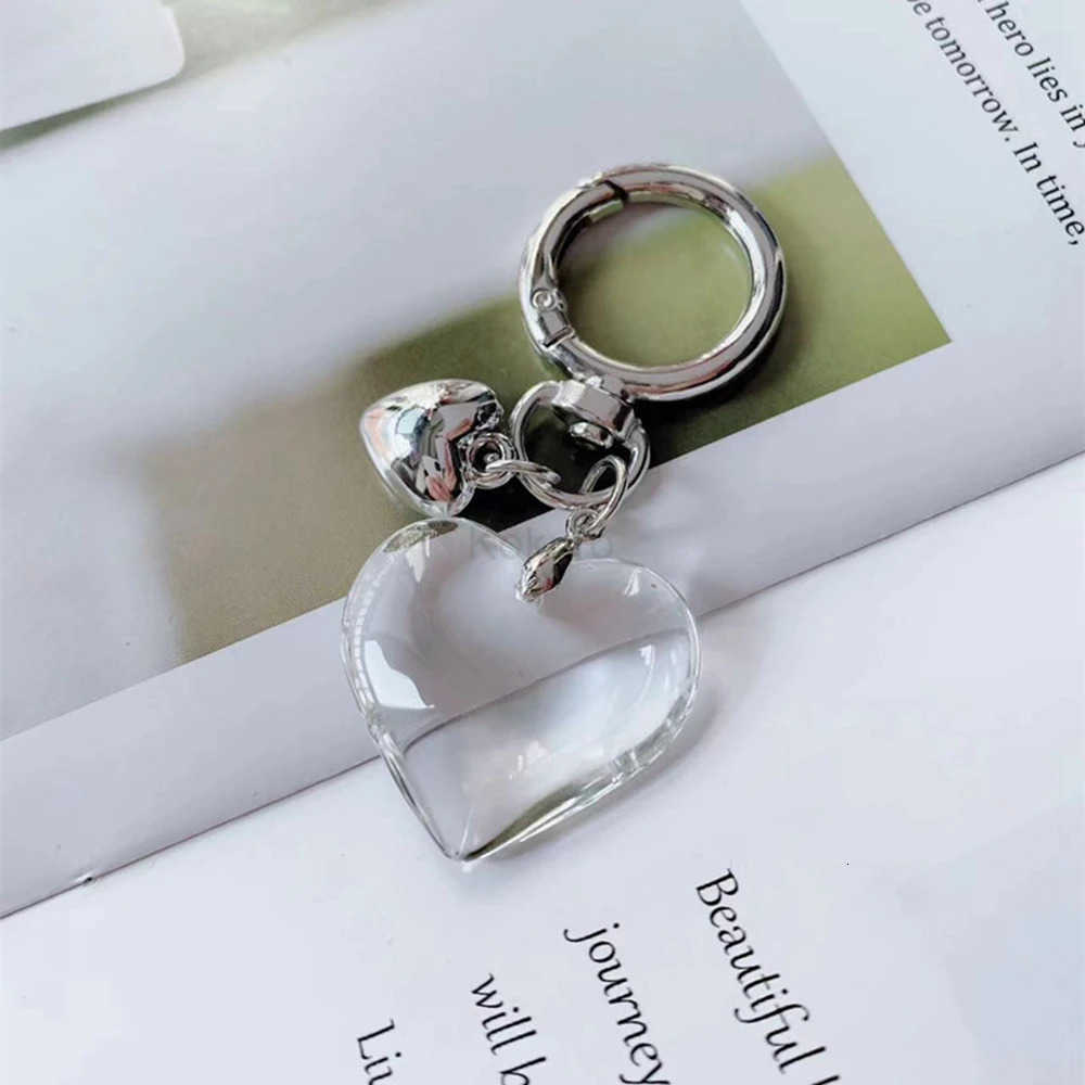2K Black Transparent Puffy Heart Charms Keychain Grunge Fashion Bag Backpacks Hanging Ornament Car Key Chain for Women M250723