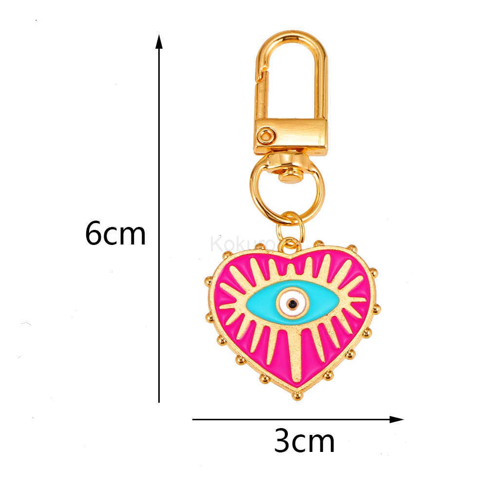 2Pcs Alloy Key Chains Rotatable Clasp Keyring Evil Blue Eye Love Heart Pendant Keychain for Women Car Key Bag Decoration Accessory M250723