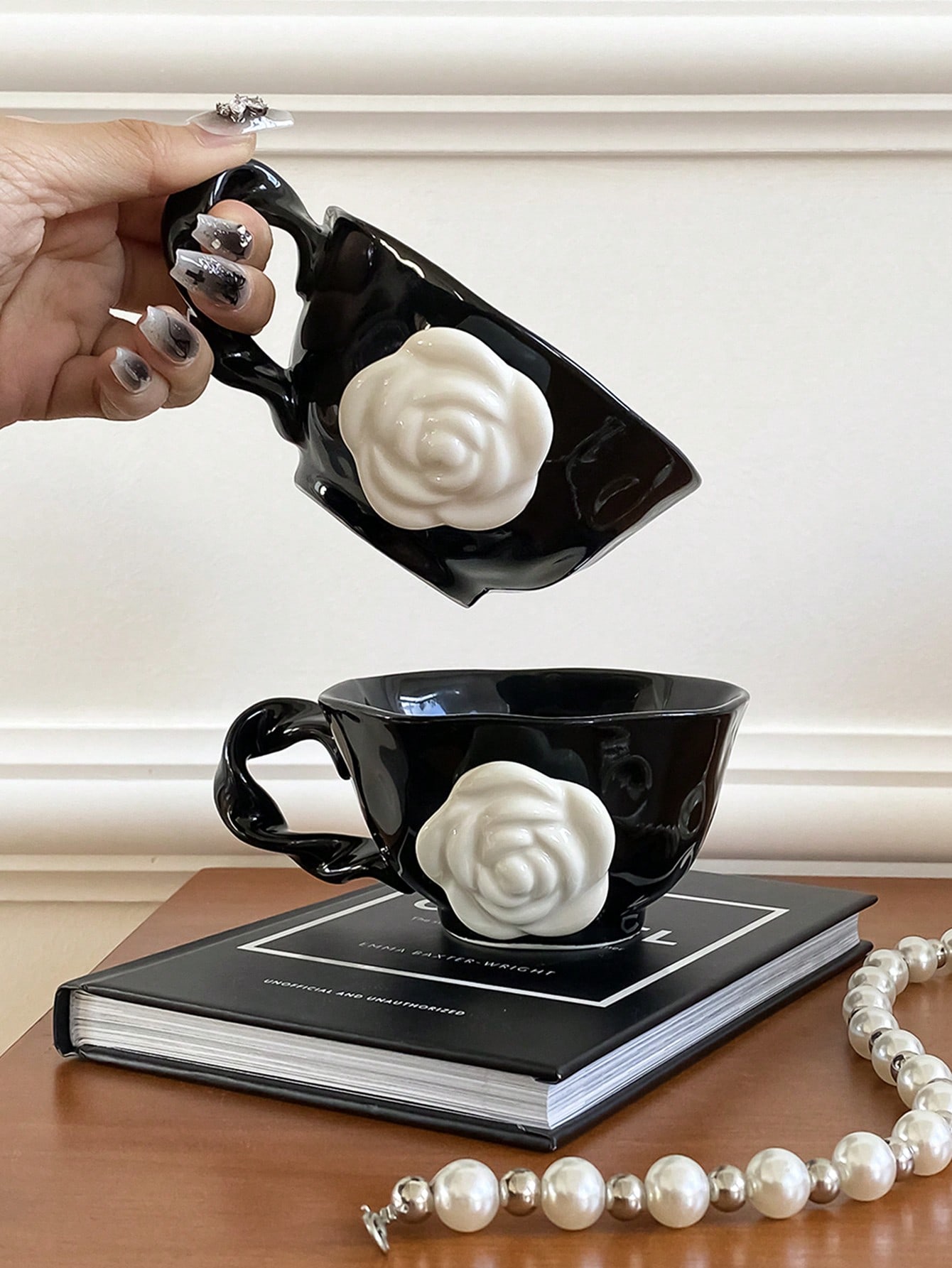 Designer Luxury Camellia Ceramic Mug 350ml Exquisite Design Tea Cup for Afternoon Tea or Coffee Back to School Gift or Souvenir Coffee Cup Gift Christ