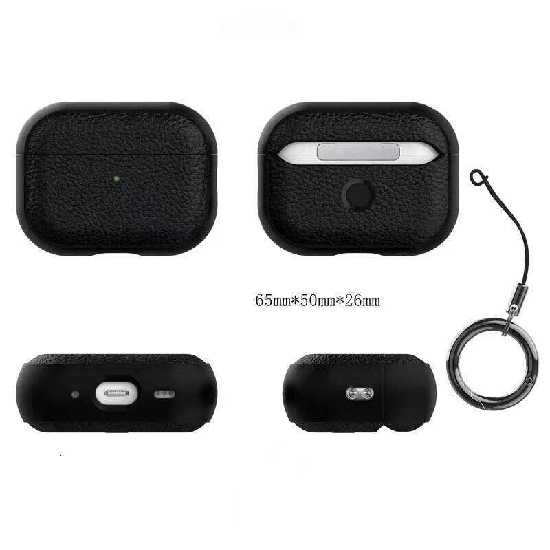 leather texture case for apple 1 2 3 4 pro air pods wrieless bluetooth earphone protective cover antilost headphone bag