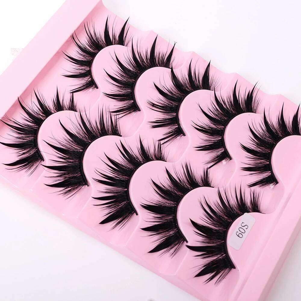 NEW 5Pairs Natural 3D Dramatic Fairy Clusters Manga Fake Eyelashes Wet Look Cosplay Lashes X250723