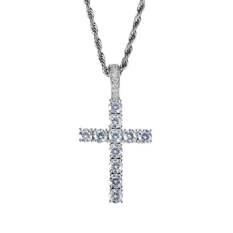 Unisex Versatile Zircon-Copper Cross Pendent - Trendy Accessory Neckwear